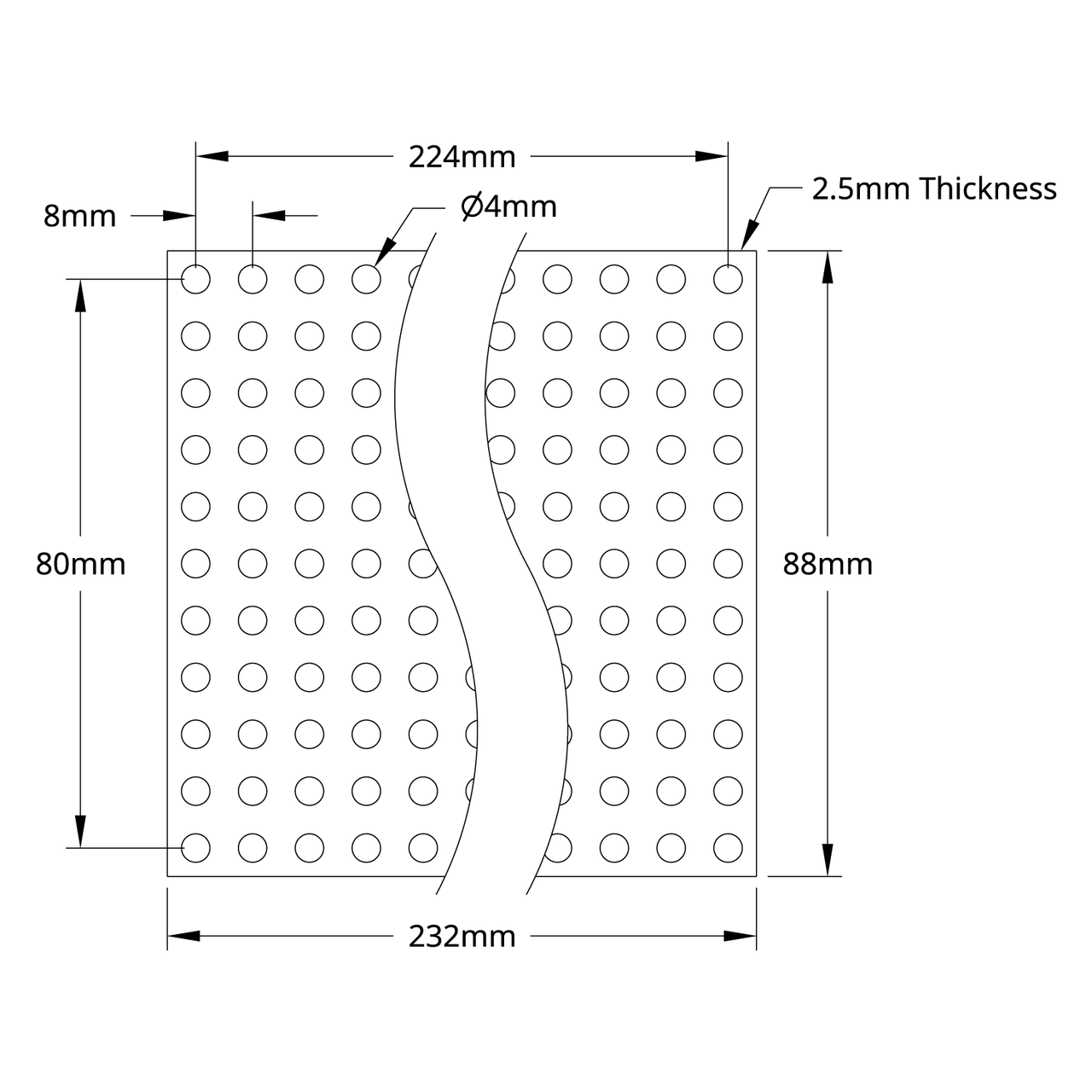 1116 Series Grid Plate (11 x 29 Hole, 88 x 232mm)