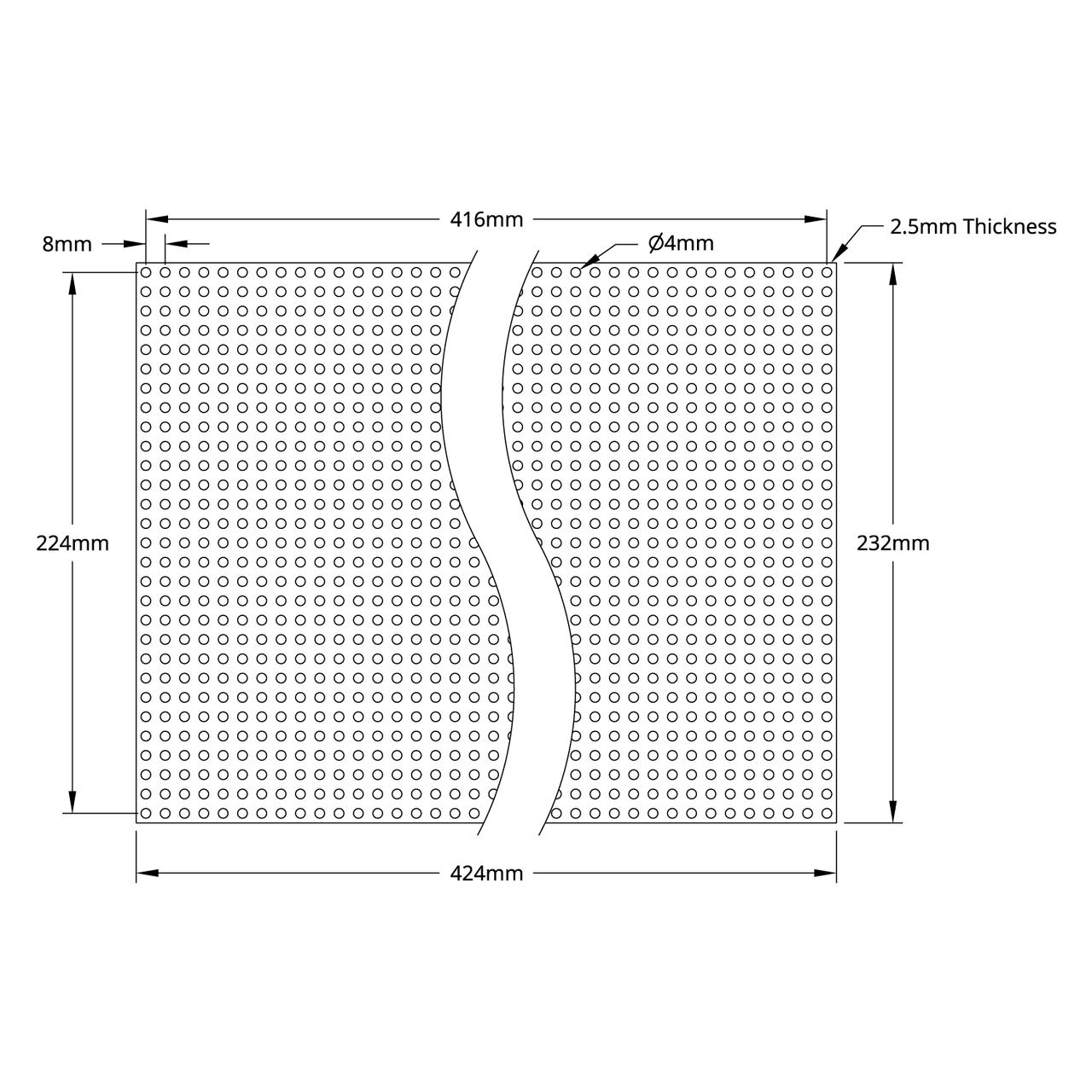 1116 Series Grid Plate (29 x 53 Hole, 232 x 424mm)