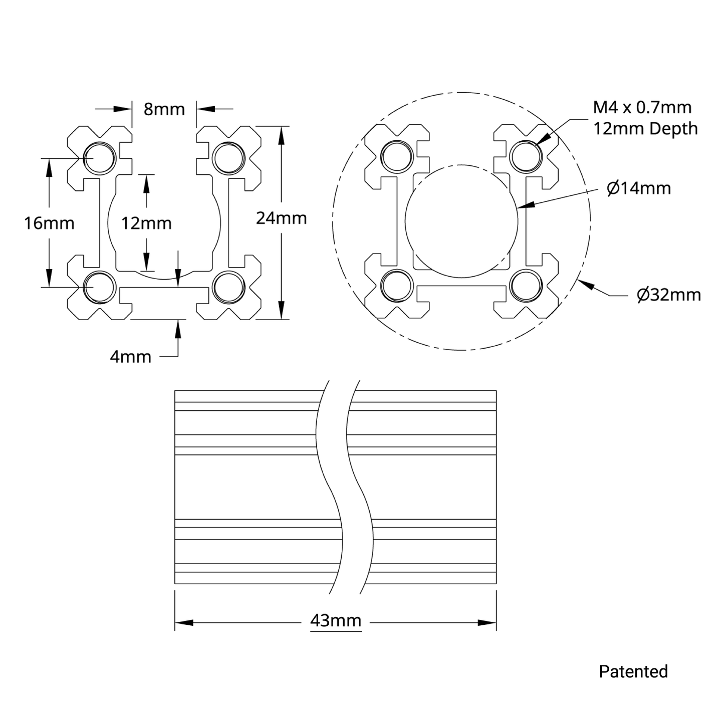 1118 Series Open goRAIL (43mm Length)