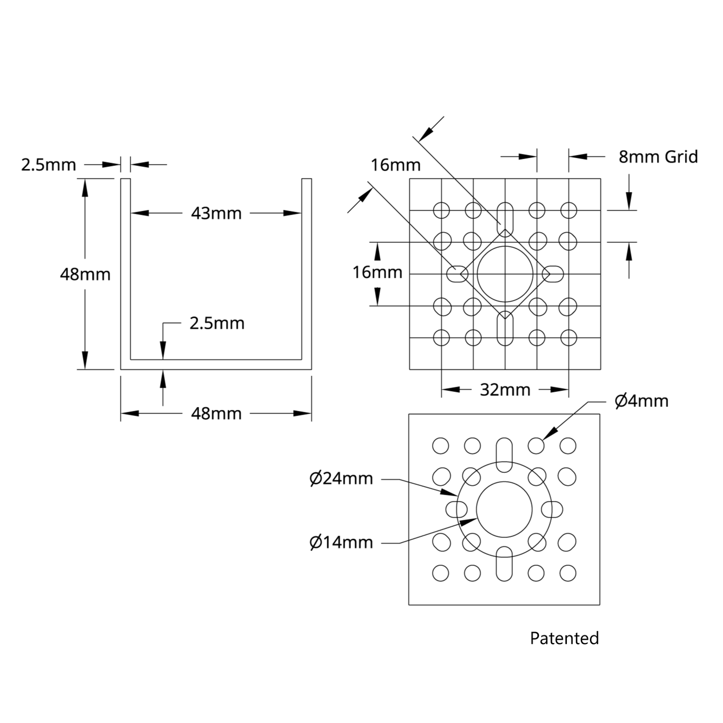 1120 Series U-Channel (1 Hole, 48mm Length)