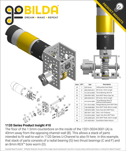 1120 Series U-Channel (8 Hole, 216mm Length)