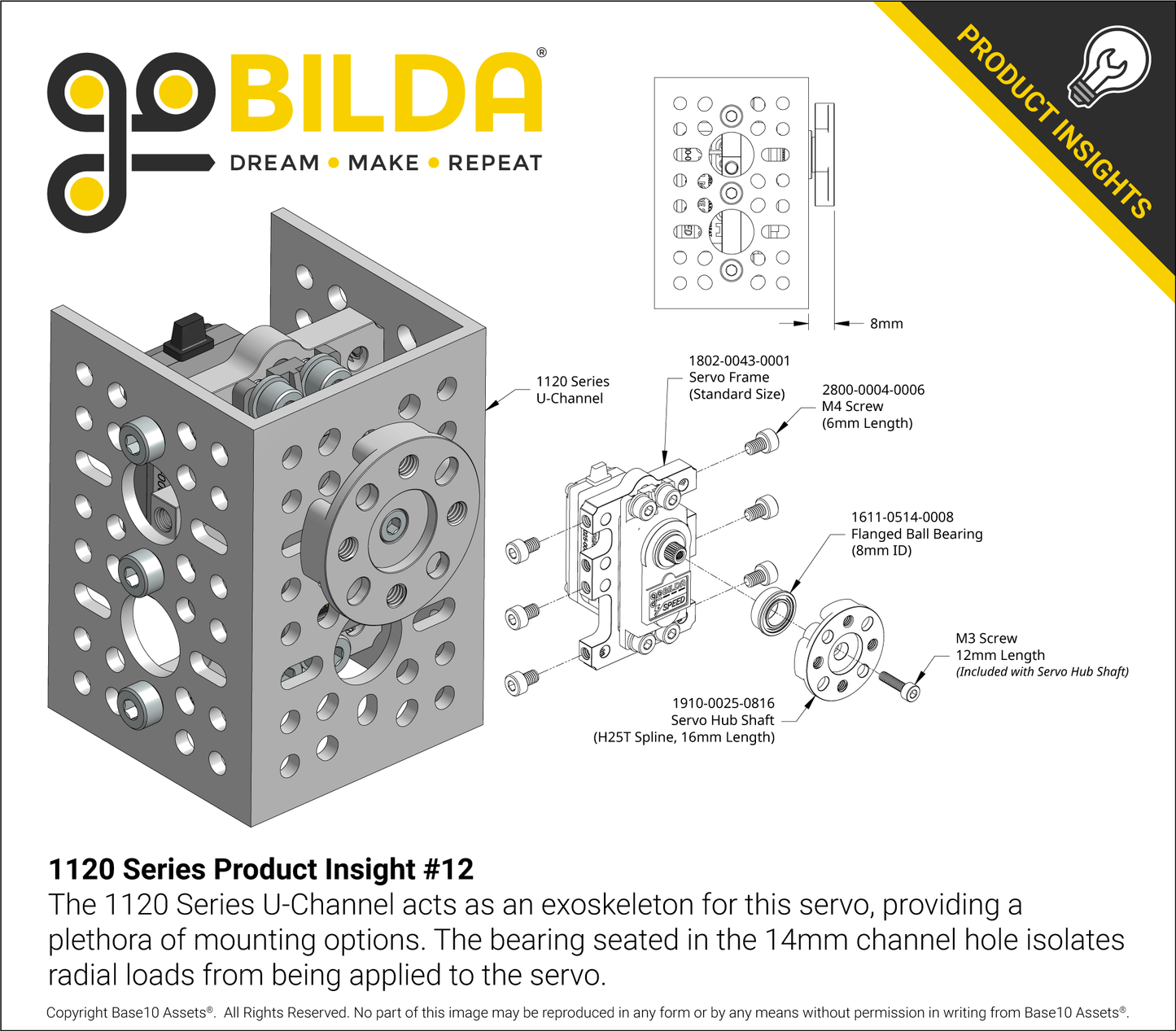 1120 Series U-Channel (9 Hole, 240mm Length)