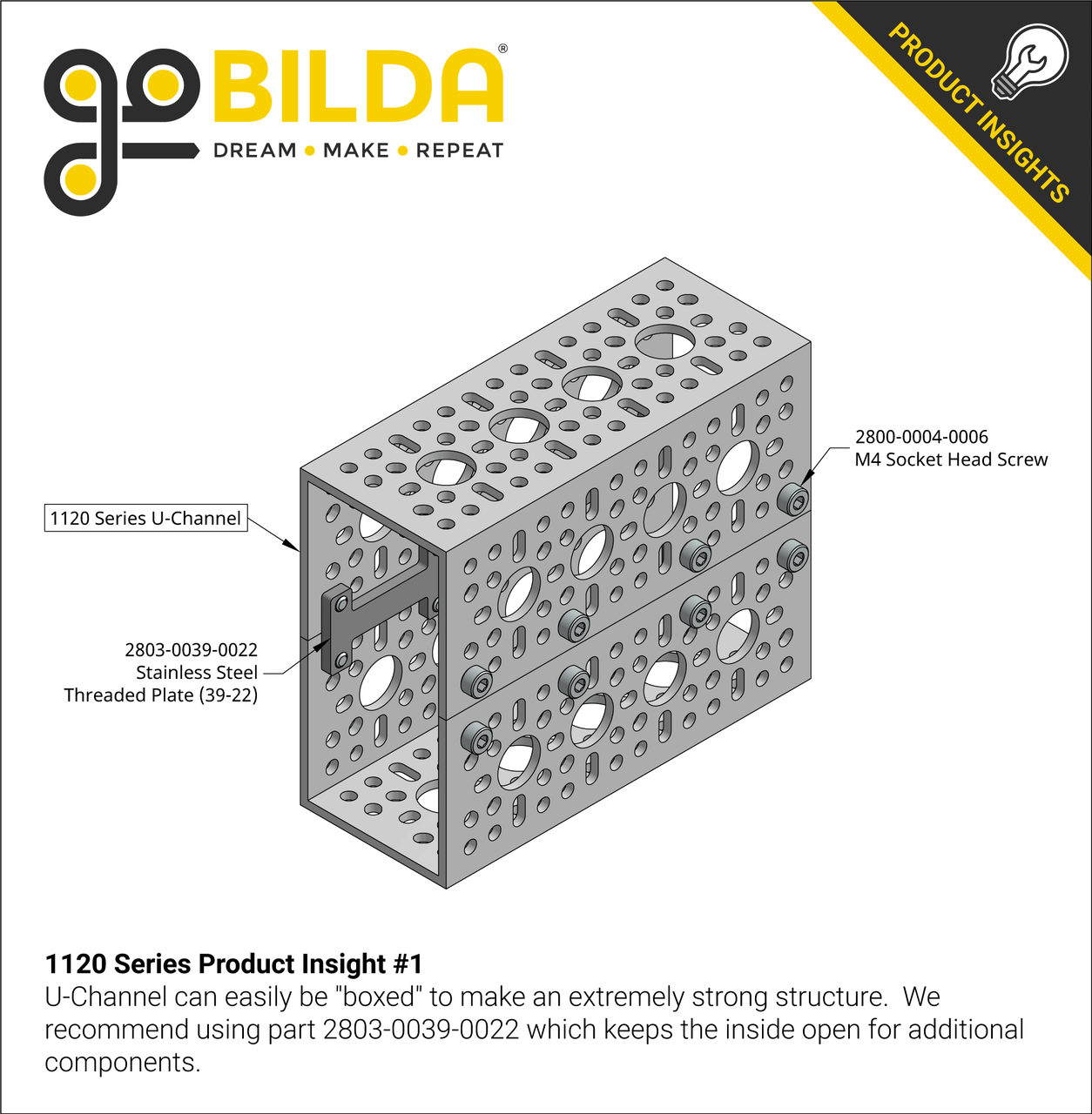 1120 Series U-Channel (41 Hole, 1008mm Length)