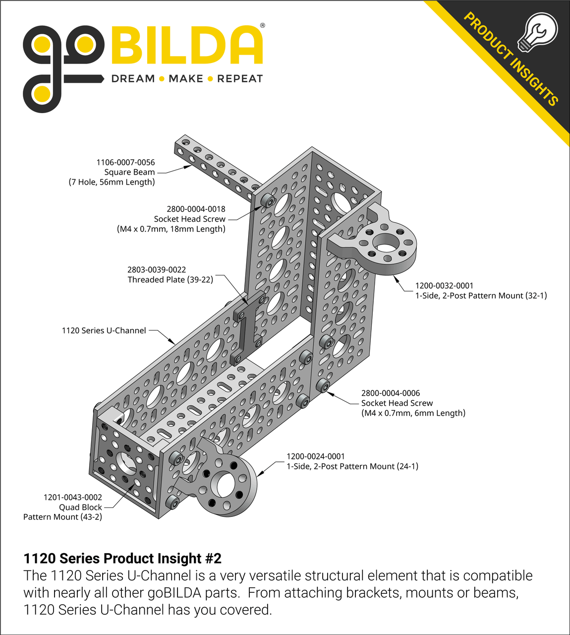 1120 Series U-Channel (41 Hole, 1008mm Length)