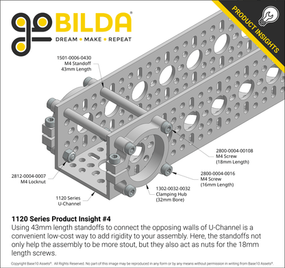 1120 Series U-Channel (25 Hole, 624mm Length)