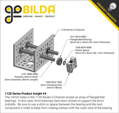 1120 Series U-Channel (4 Hole, 120mm Length)