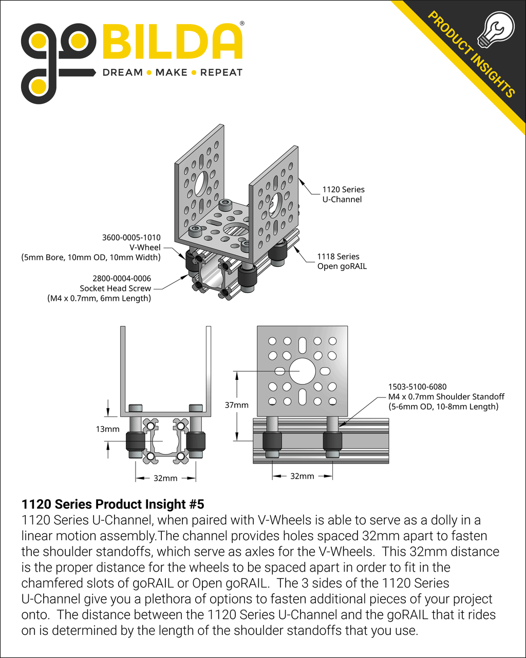 1120 Series U-Channel (41 Hole, 1008mm Length)