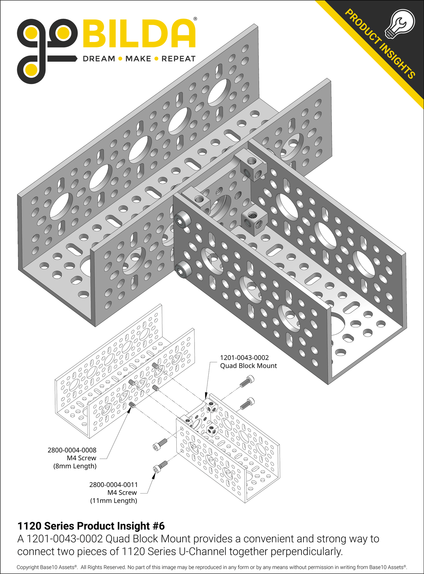 1120 Series U-Channel (8 Hole, 216mm Length)