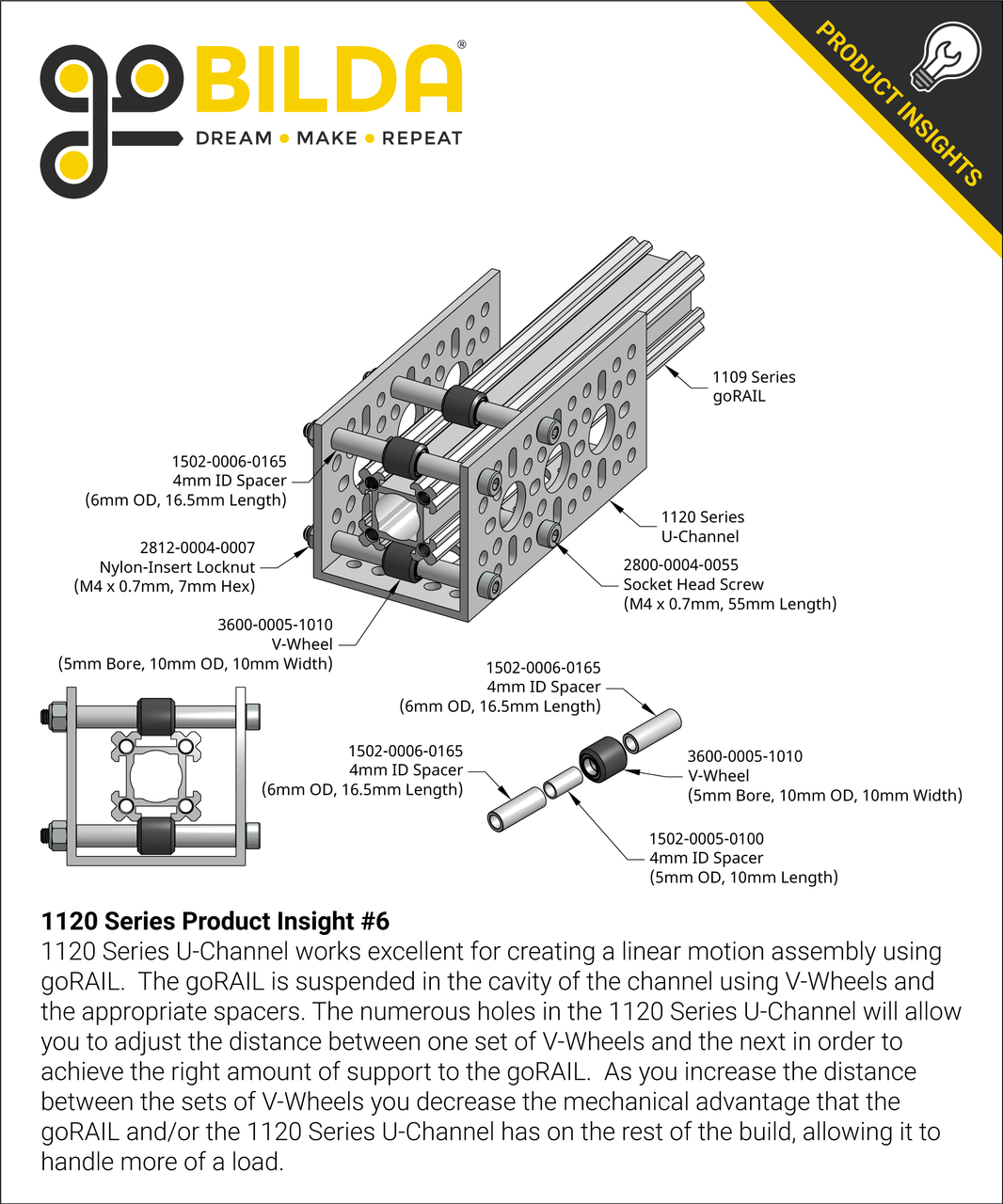 1120 Series U-Channel (4 Hole, 120mm Length)