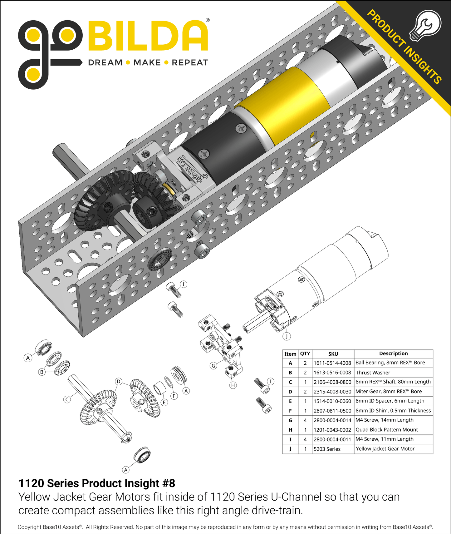 1120 Series U-Channel (18 Hole, 456mm Length)