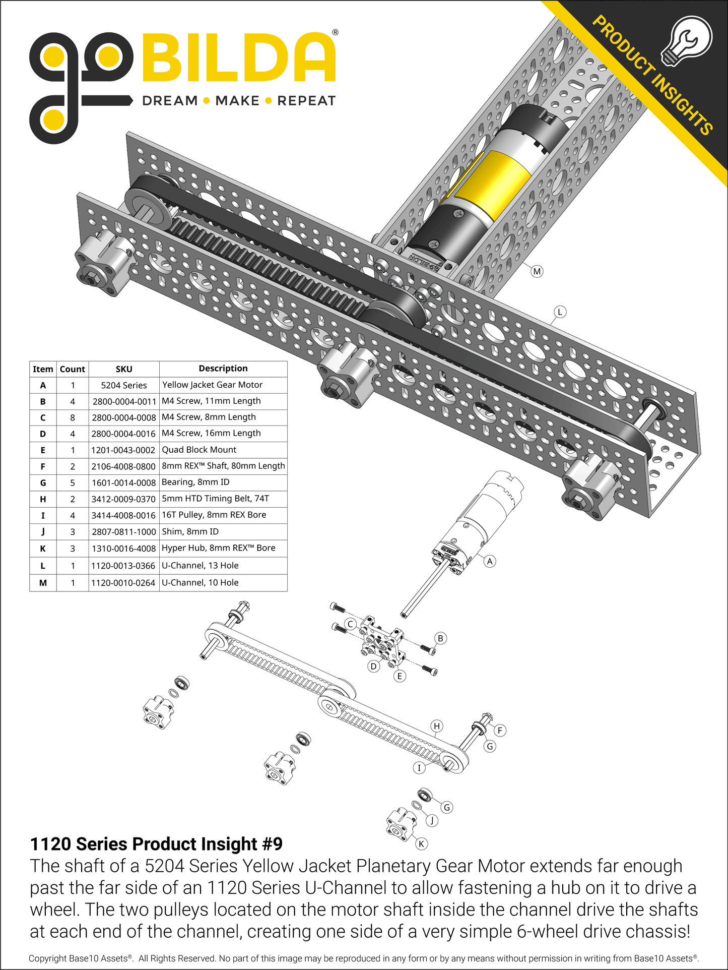 1120 Series U-Channel (5 Hole, 144mm Length)