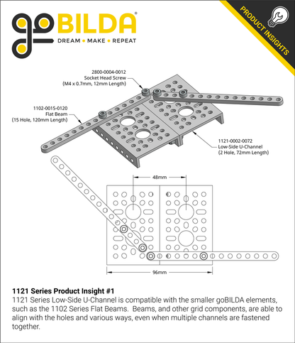 1121 Series Low-Side U-Channel (21 Hole, 528mm Length)