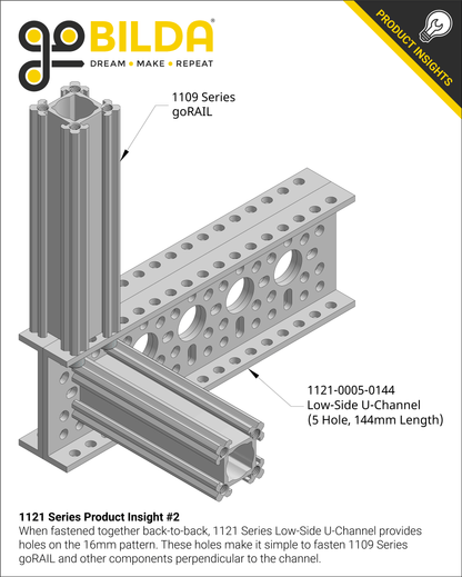 1121 Series Low-Side U-Channel (18 Hole, 456mm Length)