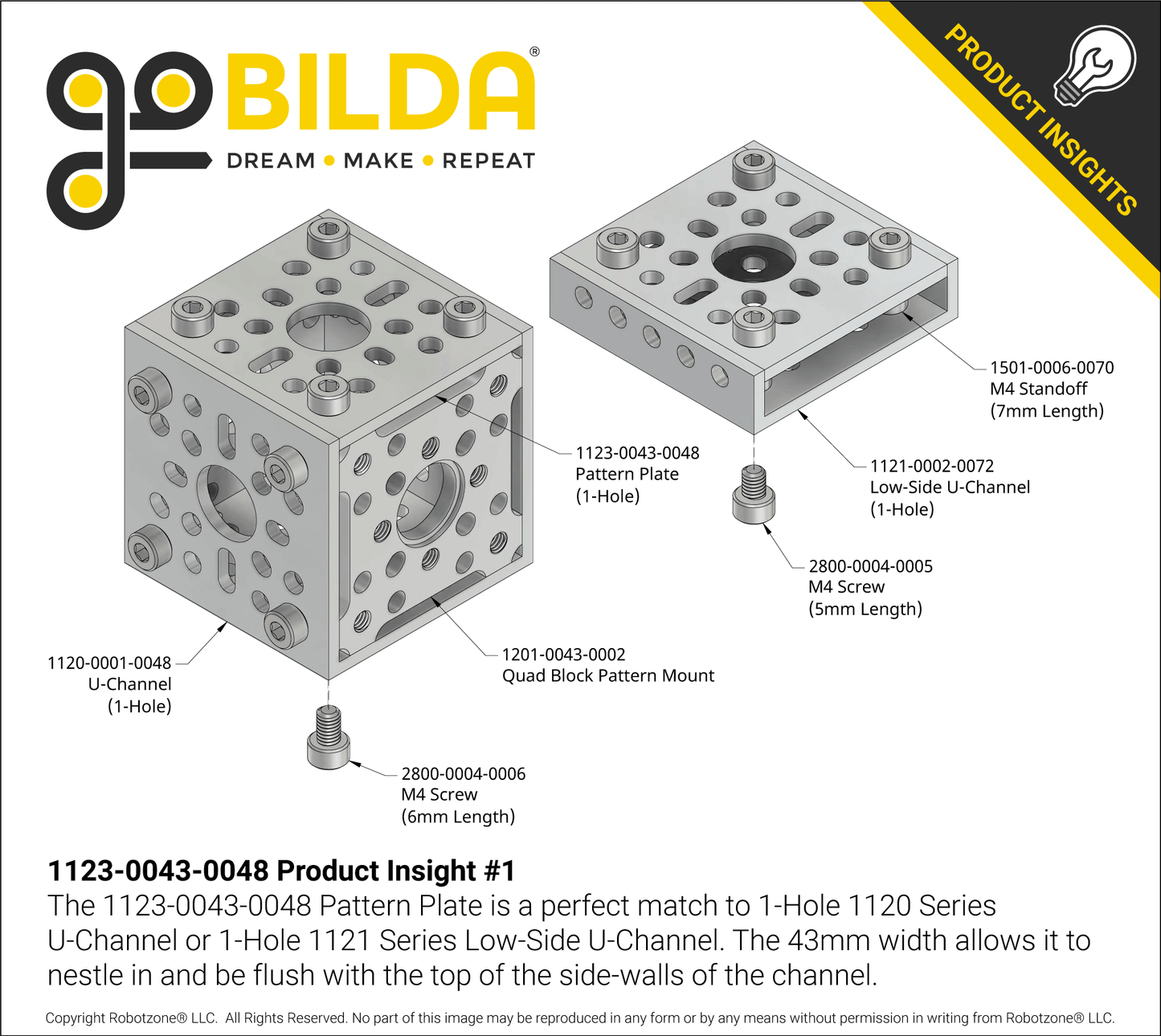 1123 Series Pattern Plate (1 x 1 Hole, 43 x 48mm)