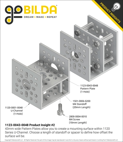 1123 Series Pattern Plate (1 x 1 Hole, 43 x 48mm)