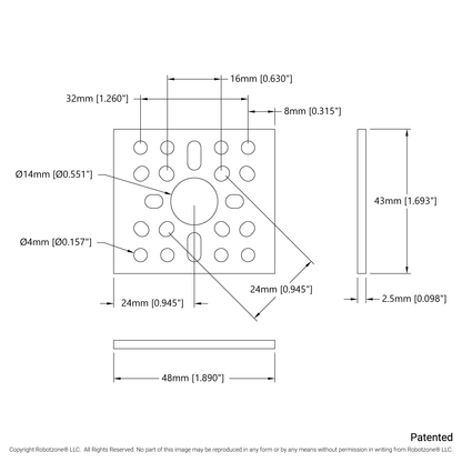 1123 Series Pattern Plate (1 x 1 Hole, 43 x 48mm)