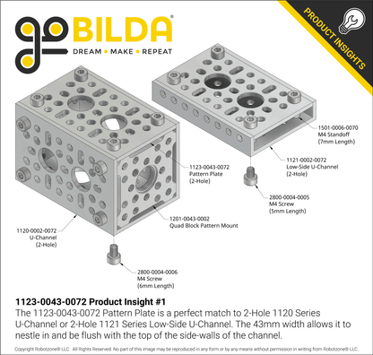 1123 Series Pattern Plate (1 x 2 Hole, 43 x 72mm)