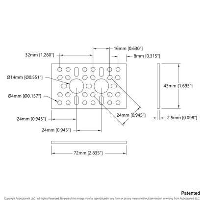 1123 Series Pattern Plate (1 x 2 Hole, 43 x 72mm)