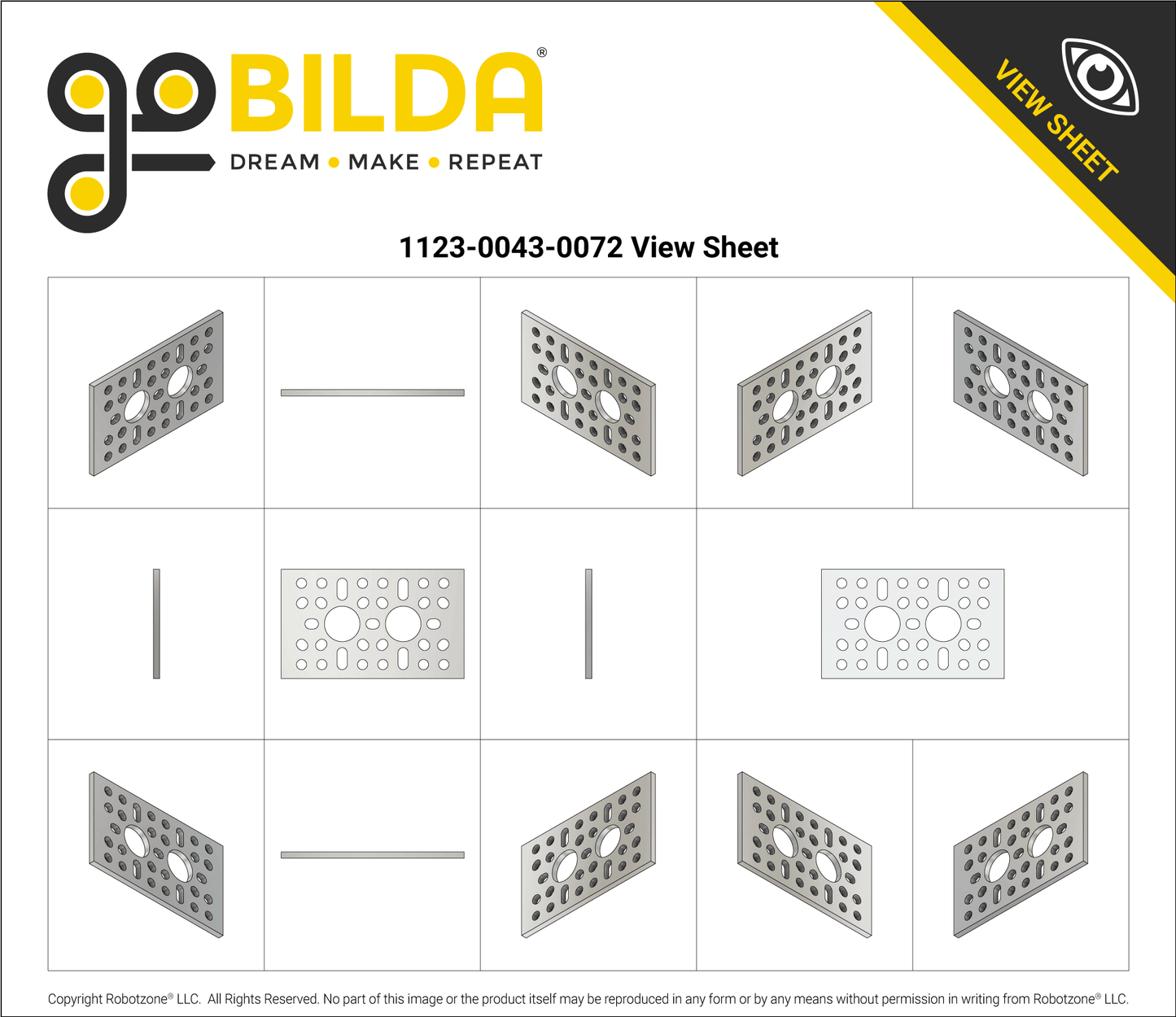 1123 Series Pattern Plate (1 x 2 Hole, 43 x 72mm)