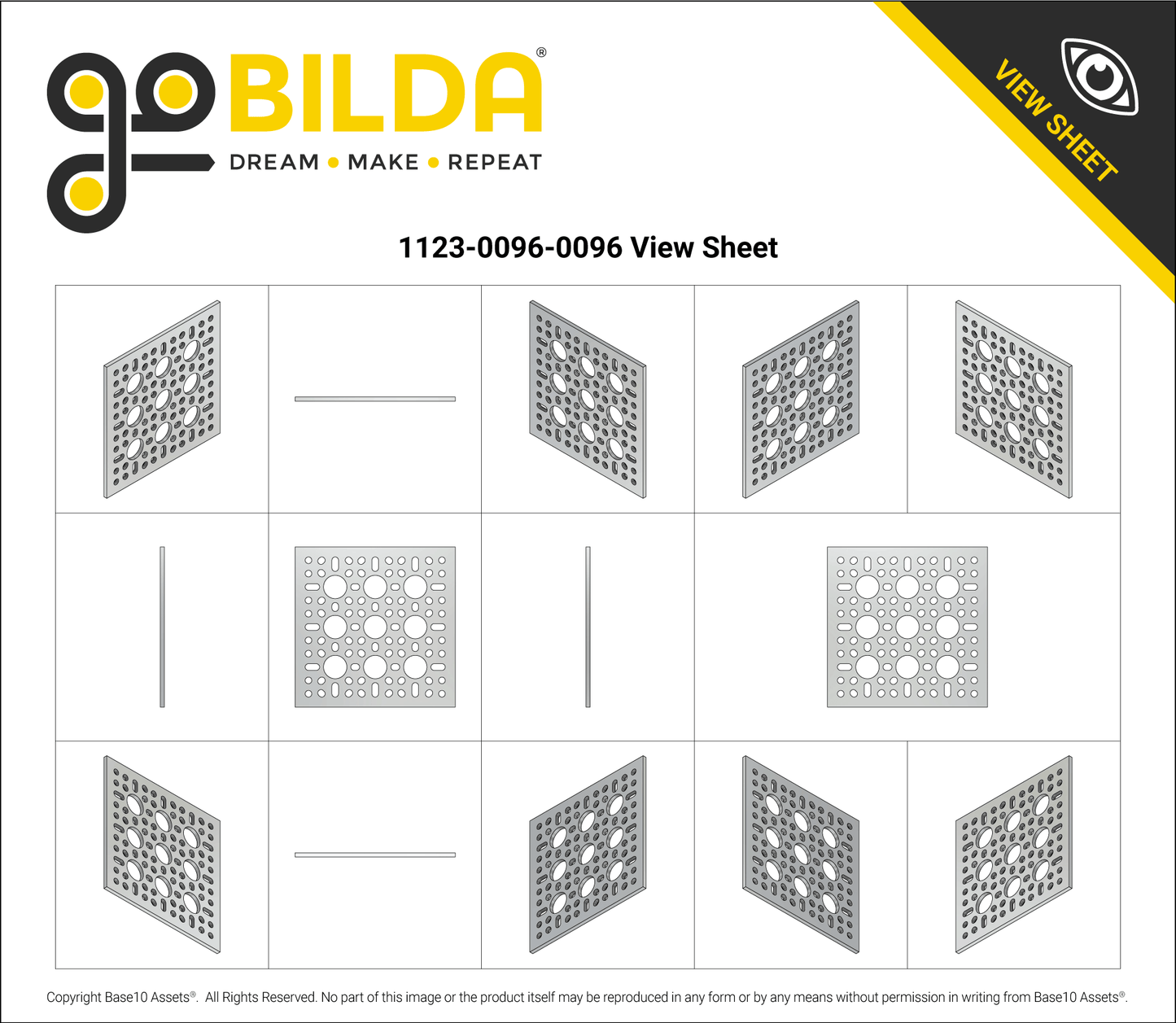 1123 Series Pattern Plate (3 x 3 Hole, 96 x 96mm)