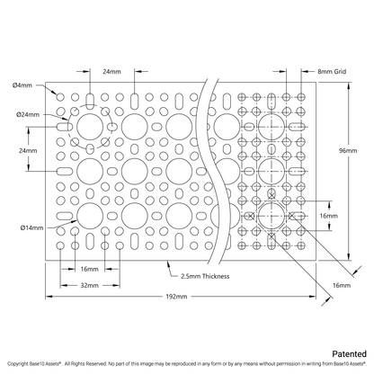 1123 Series Pattern Plate (3 x 7 Hole, 96 x 192mm)