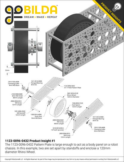 1123 Series Pattern Plate (3 x 17 Hole, 96 x 432mm)