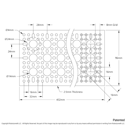 1123 Series Pattern Plate (3 x 17 Hole, 96 x 432mm)