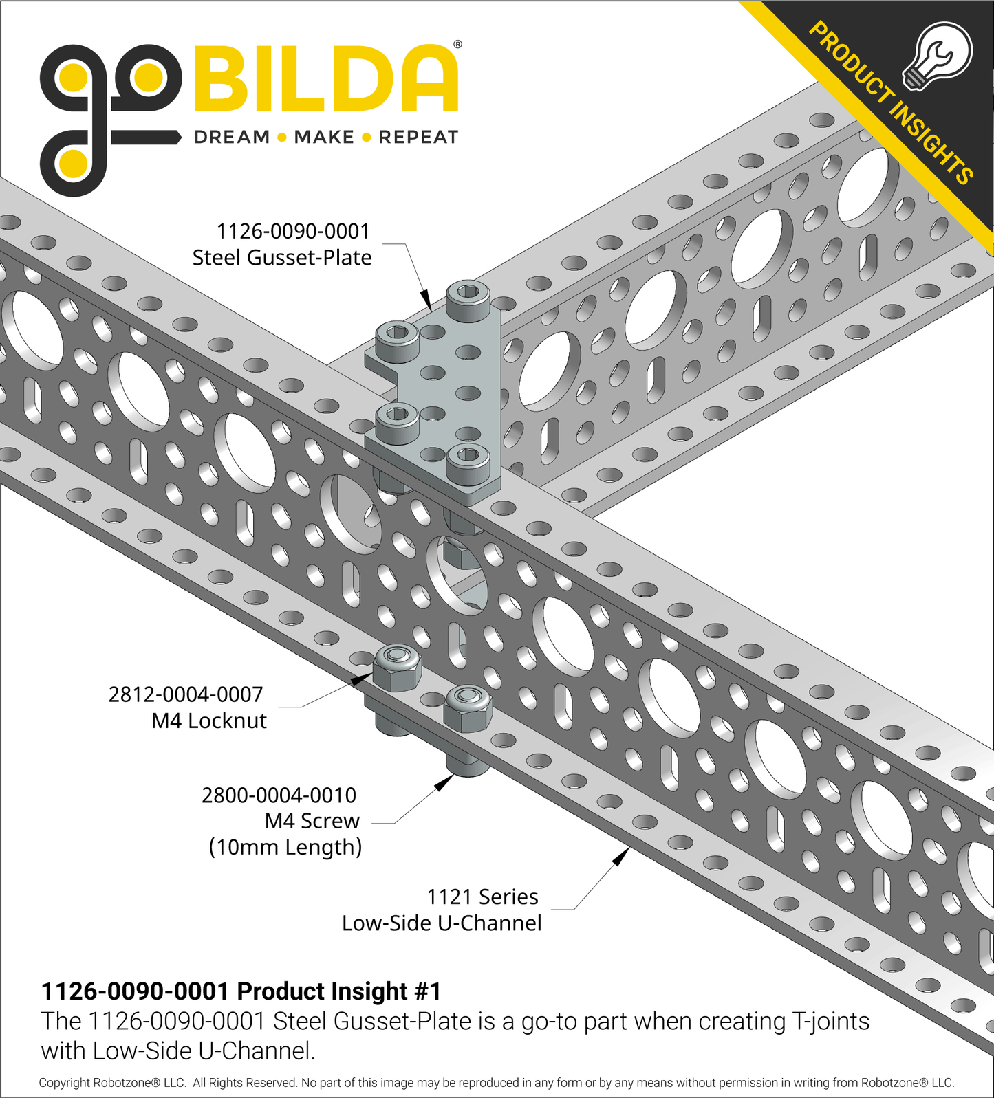 Steel Gusset-Plate (3 x 3 Hole) - 4 Pack