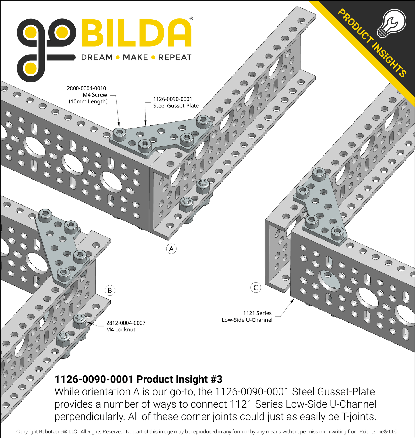 Steel Gusset-Plate (3 x 3 Hole) - 4 Pack