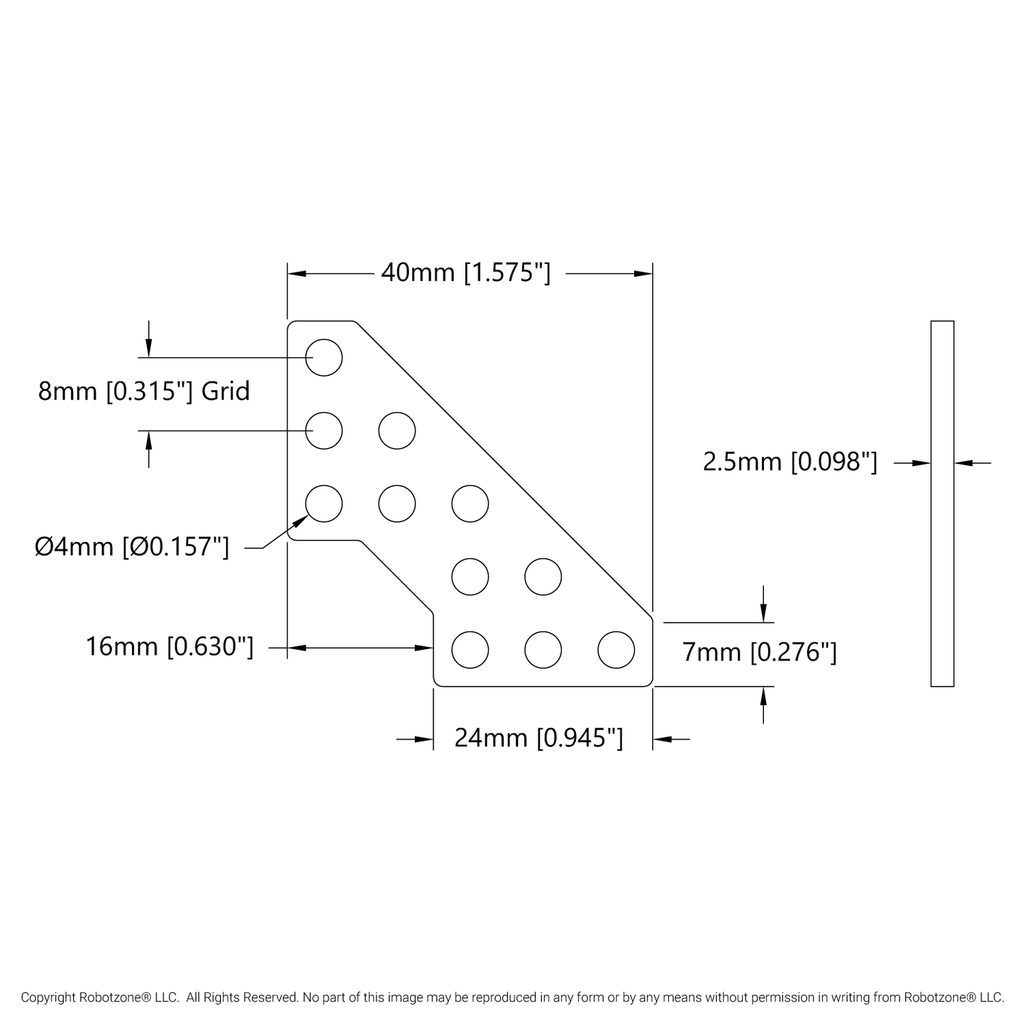 Steel Gusset-Plate (3 x 3 Hole) - 4 Pack