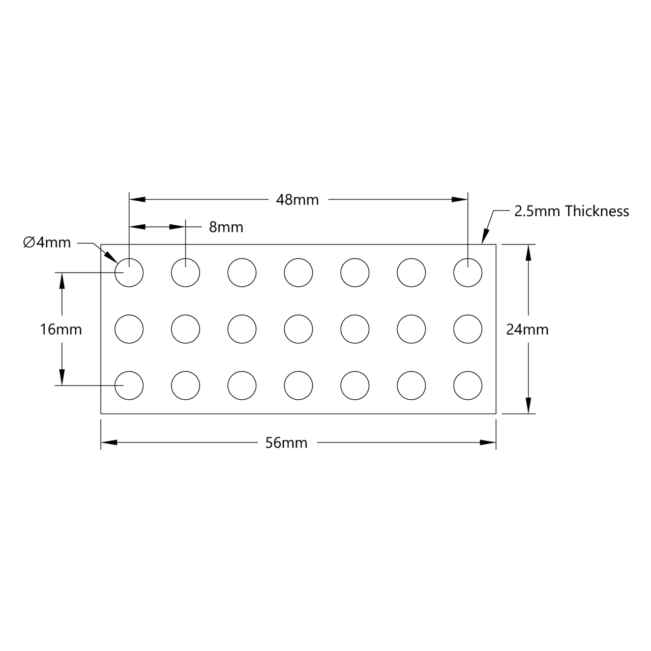 1139 Series Steel Grid Plates (3 x 7 Hole, 24 x 56mm) - 2 Pack