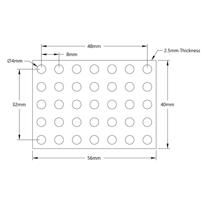 1139 Series Steel Grid Plates (5 x 7 Hole, 40 x 56mm) - 2 Pack