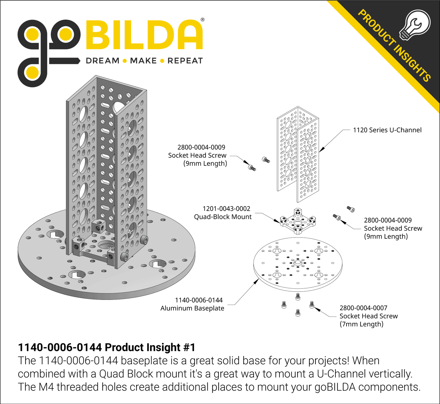 1140 Series Aluminum Baseplate (6mm Thickness, 144mm Diameter)