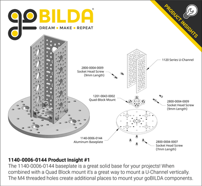 1140 Series Aluminum Baseplate (6mm Thickness, 144mm Diameter)