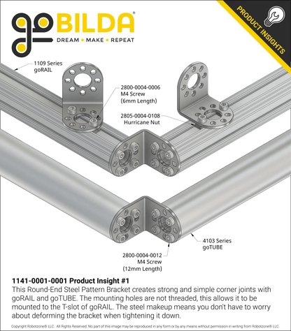 Round-End Steel L-Bracket - 2 Pack