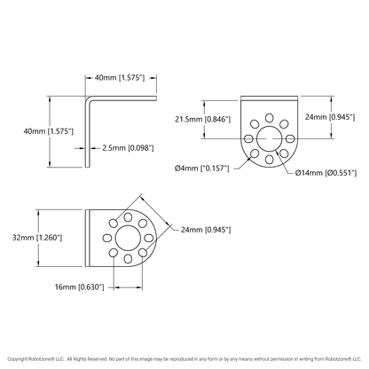 Round-End Steel L-Bracket - 2 Pack