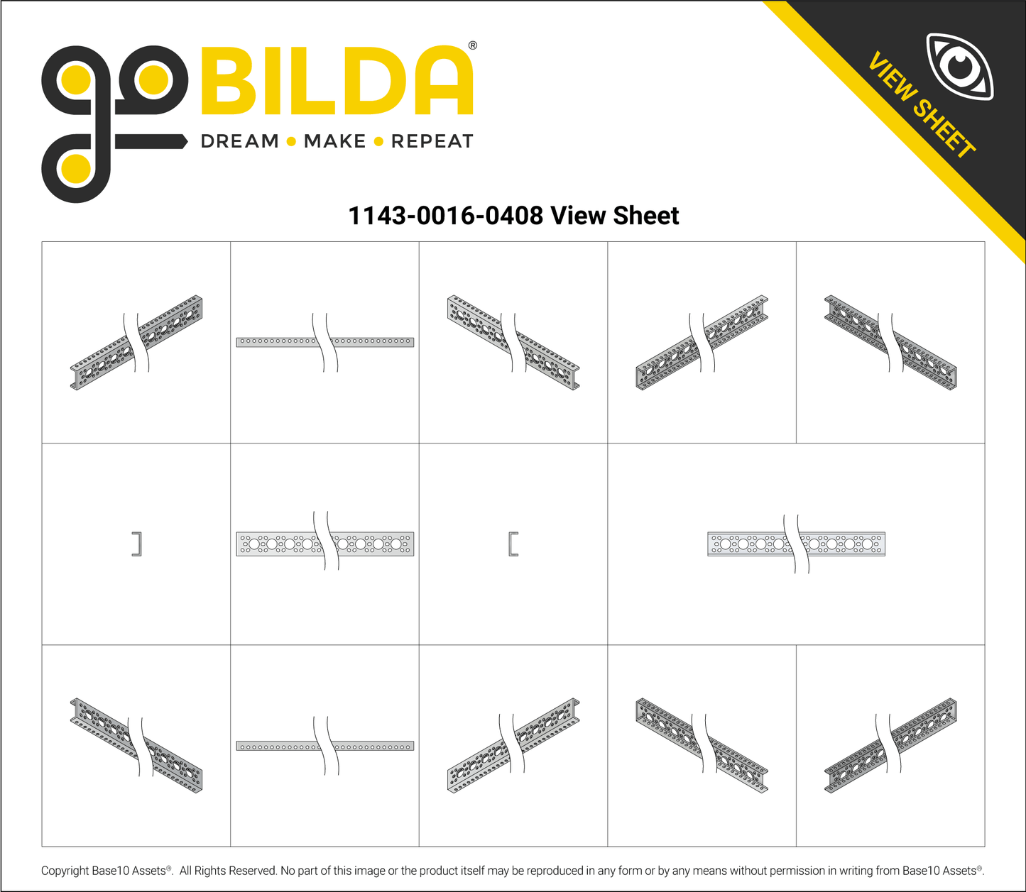 1143 Series Mini Low-Side U-Channel (16 Hole, 408mm Length)