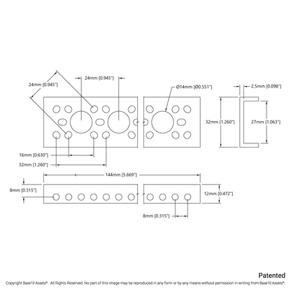 1143 Series Mini Low-Side U-Channel (5 Hole, 144mm Length)