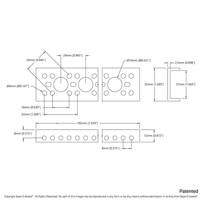 1143 Series Mini Low-Side U-Channel (7 Hole, 192mm Length)