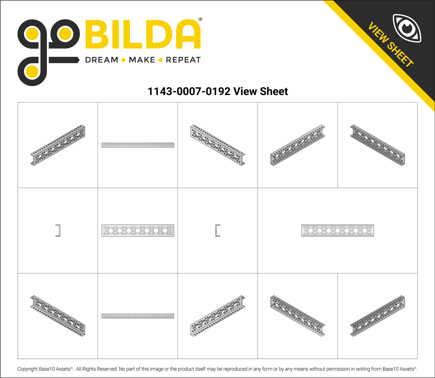 1143 Series Mini Low-Side U-Channel (7 Hole, 192mm Length)