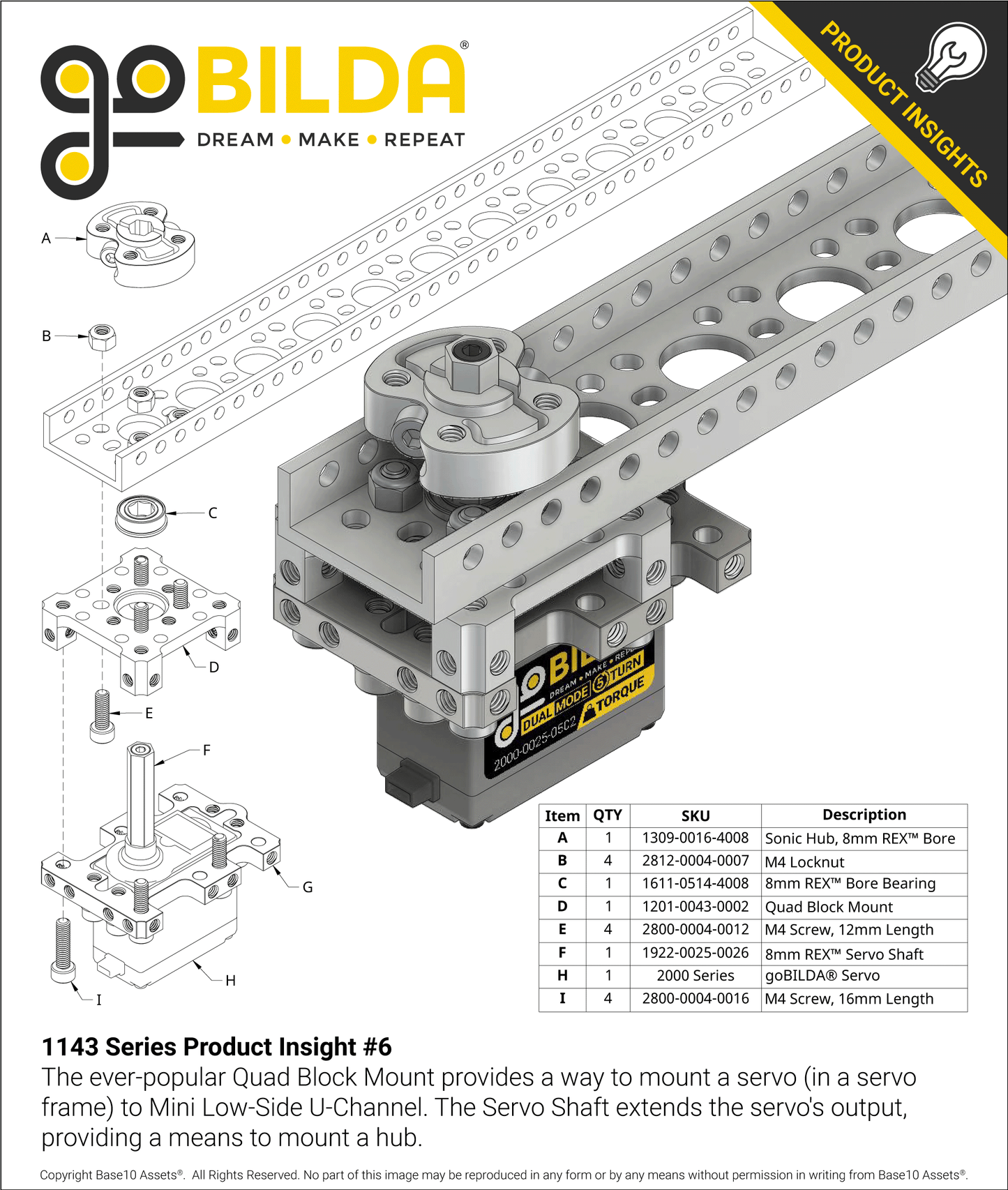 1143 Series Mini Low-Side U-Channel (10 Hole, 264mm Length)