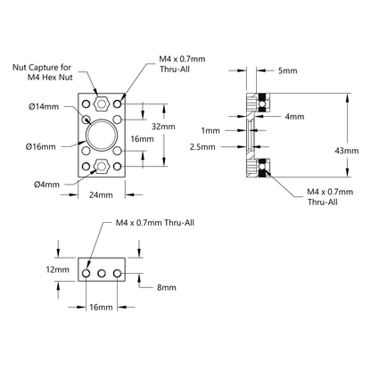 1201 Series Quad Block Pattern Mount (24-1)