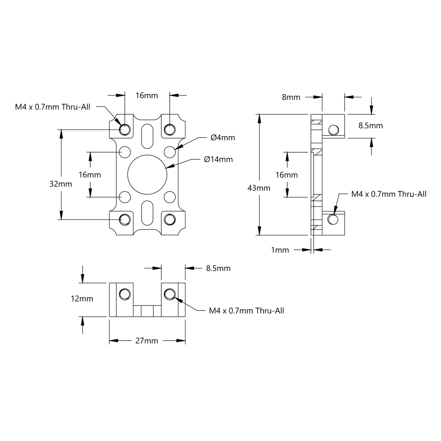 1201 Series Quad Block Pattern Mount (27-1)