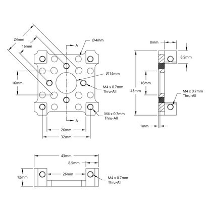 1201 Series Quad Block Pattern Mount (43-2)