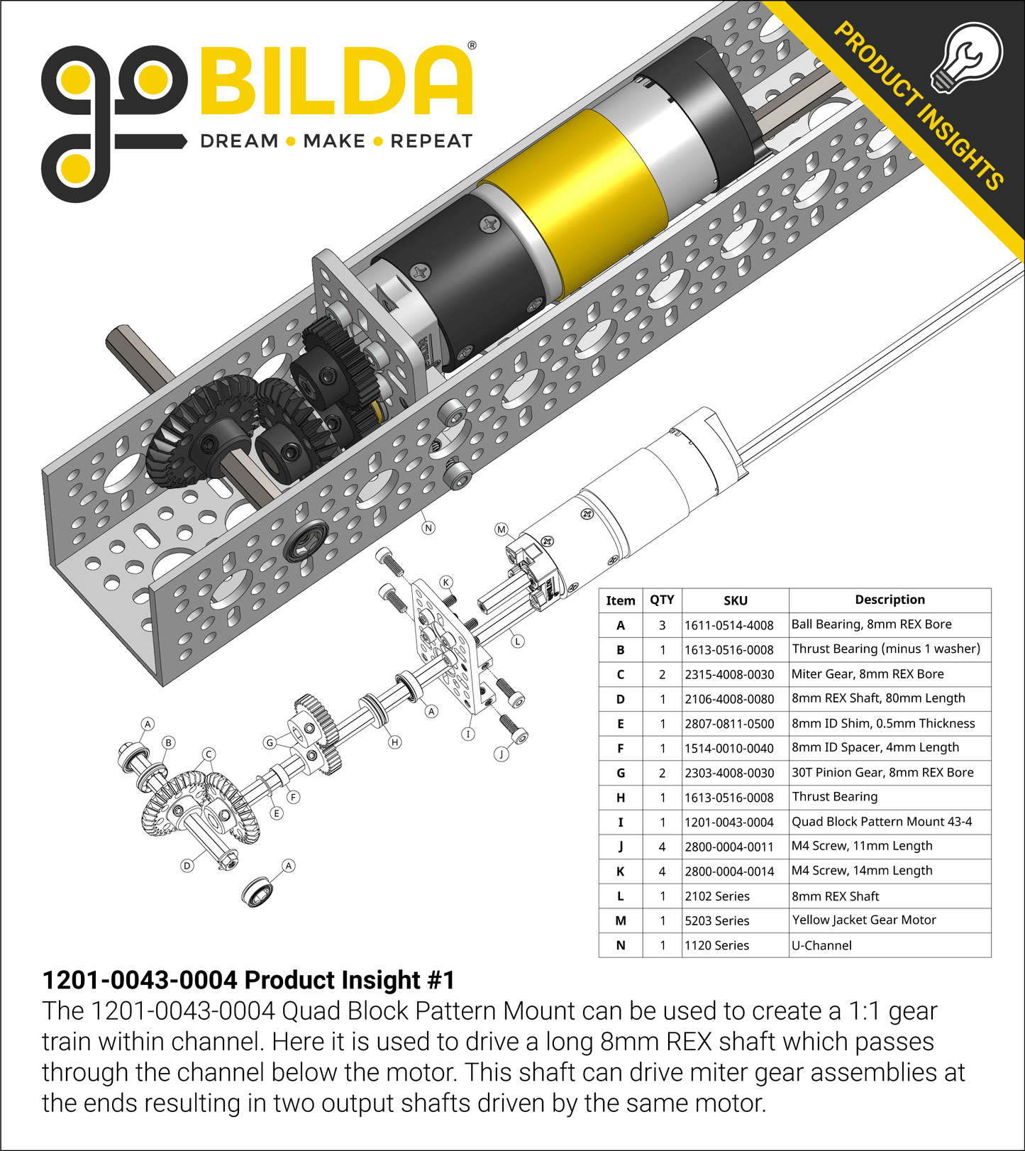 1201 Series Quad Block Pattern Mount (43-4)