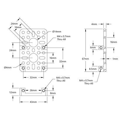 1201 Series Quad Block Pattern Mount (43-4)