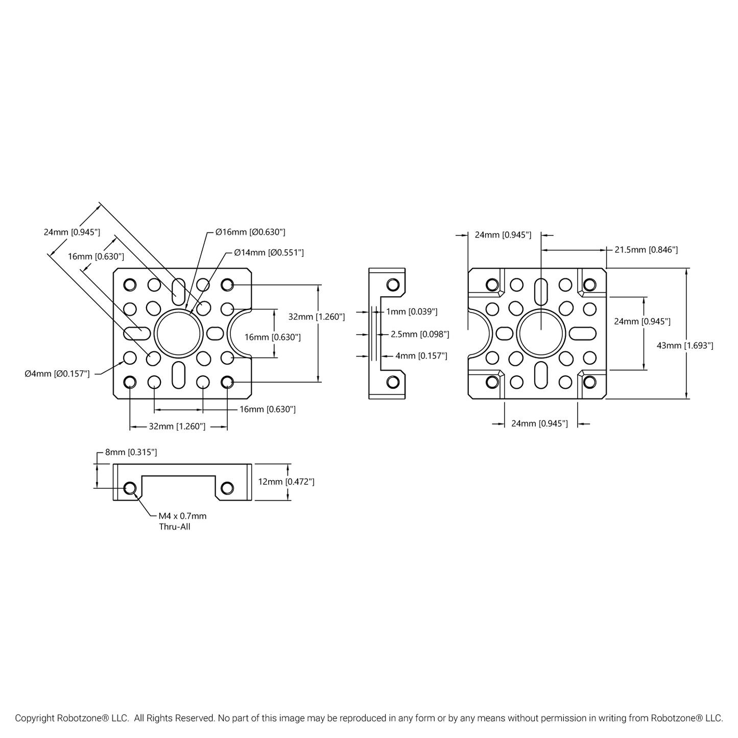 1201 Series Quad Block Pattern Mount (43-5)