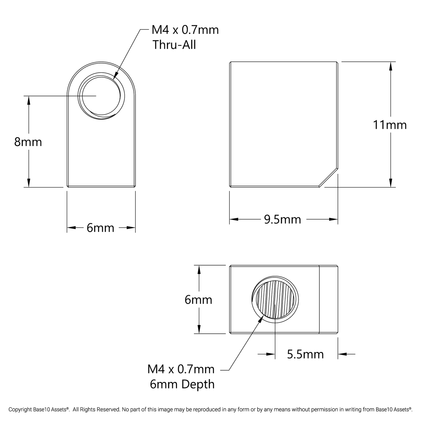 1203 Series Block Mount (1-1) - 4 Pack