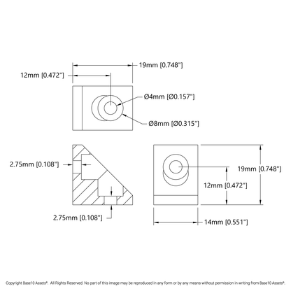 1204 Series Gusseted Angle Mount (1-3) - 2 Pack