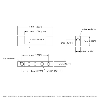 1205 Series Dual Block Mount (1-3) - 2 Pack